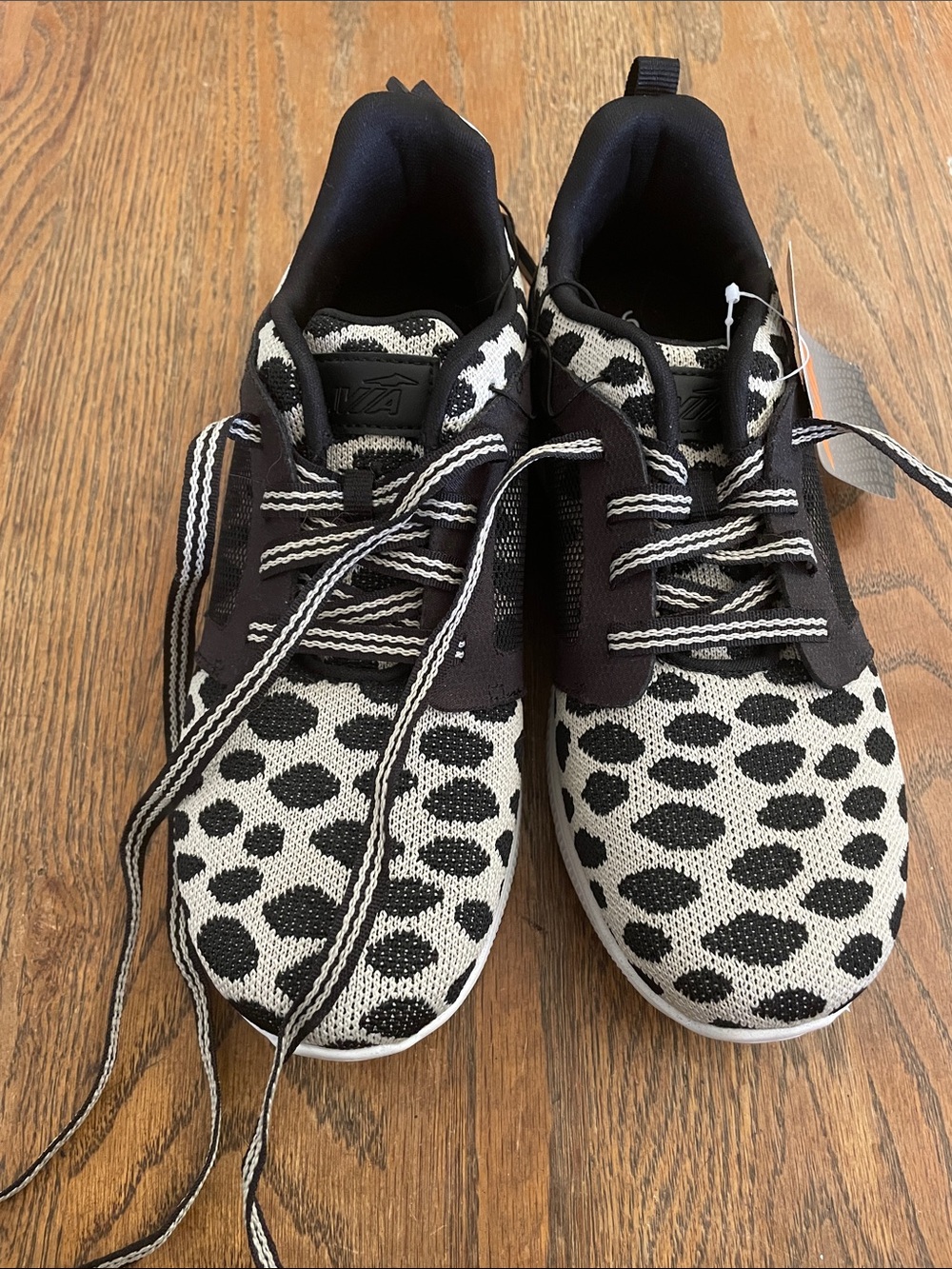 Avia Black & White Kids Knit Sneakers with Polka Spot Pattern
